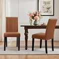 thumbnail image 1 of DyFun Faux Leather Dining Chairs Set of 2, Upholstered Parsons Chairs for Kitchen Dining Room or Breakfast Nook, Light Brown, 1 of 5