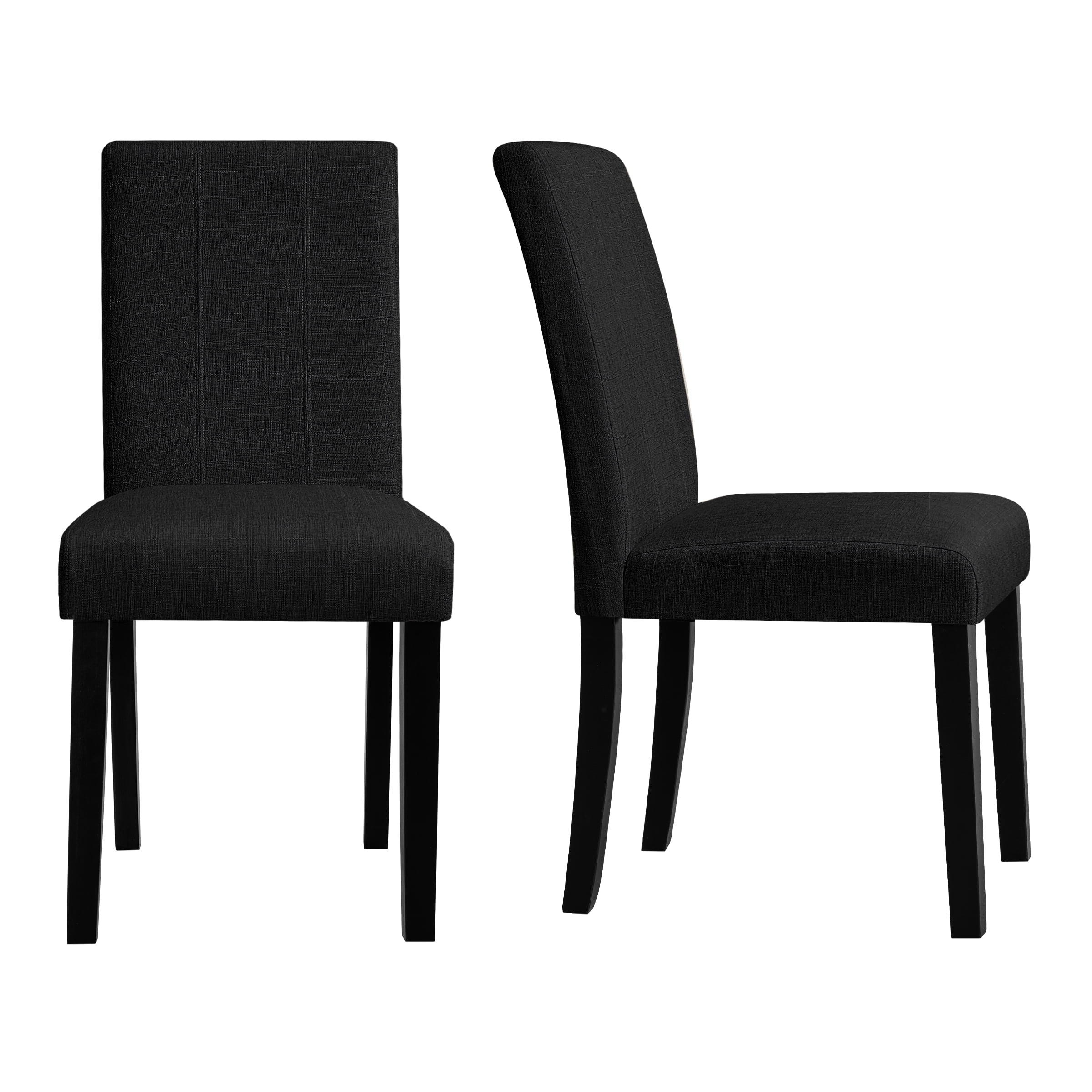 DyFun Linen Upholstered Dining Chairs Set of 2 for Kitchen Dining Room or Apartment Living, Black