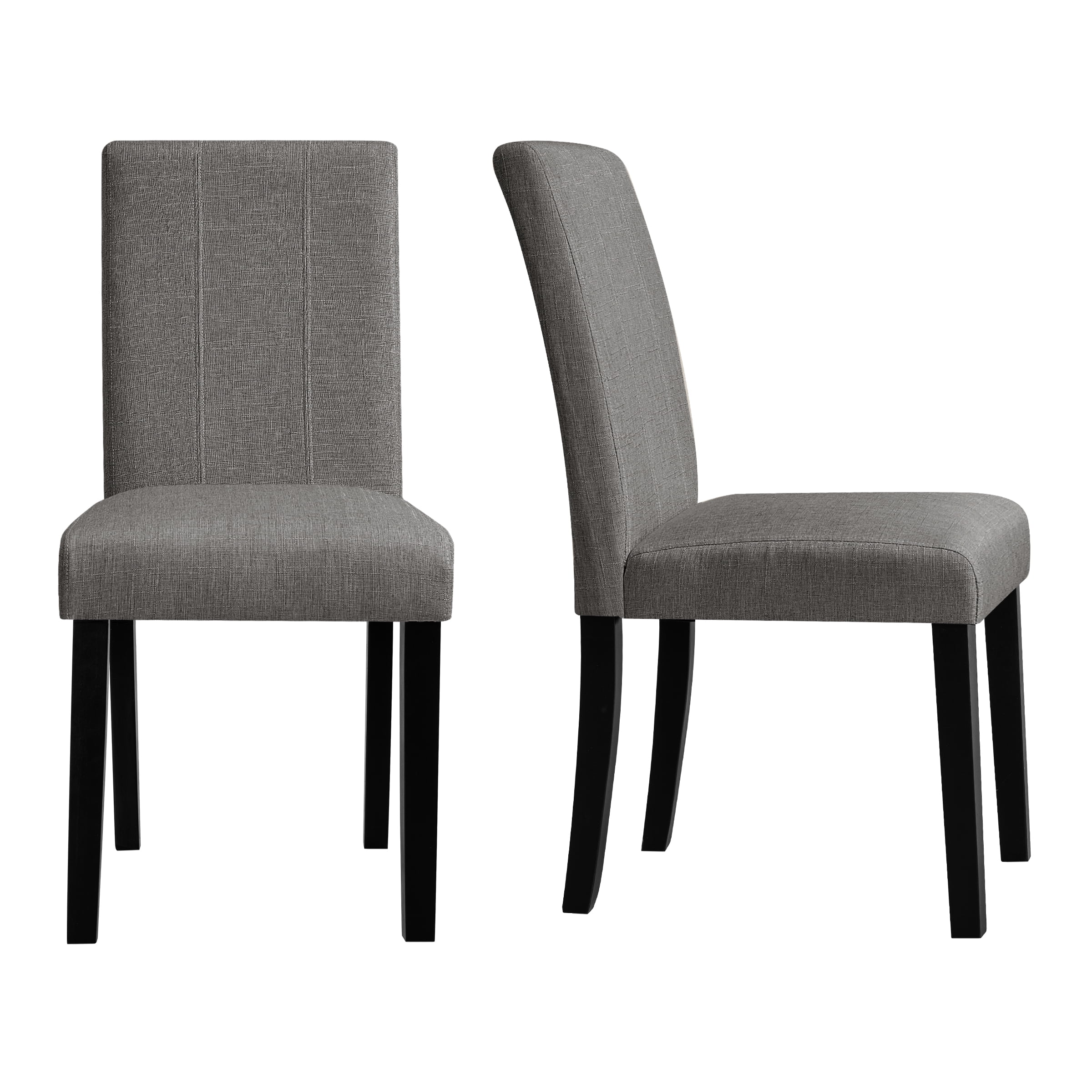 DyFun Linen Upholstered Dining Chairs Set of 2 for Kitchen Dining Room or Apartment Living, Dark Gray
