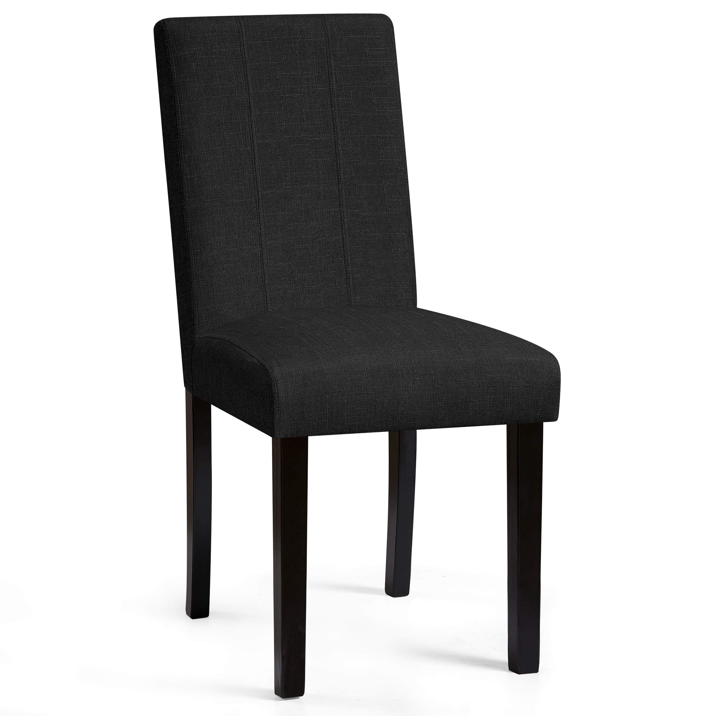 CHUN YI Upholstered Dining Chairs Set of 2, Modern Farmhouse Fabric Dining Chairs with Solid Rubberwood Frame for Kitchen & Dining Room, Black