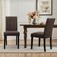thumbnail image 1 of DyFun Upholstered Dining Chairs Set of 4, Faux Leather Parsons Side Chairs with Upgraded Cushion for Dining Room, Brown, 1 of 10