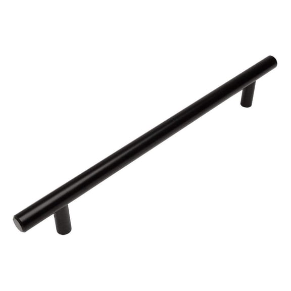 DyGTyX 10 Pack 305-192FB Flat Black Cabinet Hardware Euro Bar Handle Pull - 7-1/2" Inch (192mm) Hole Centers, 10" Overall Length