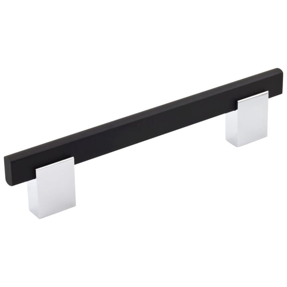 DyGTyX 10 Pack Hardware 5-1/32" (128mm) Center Chrome Black Kitchen Cabinet Drawer Door Handle Pull 6-5/16" (160mm) Length