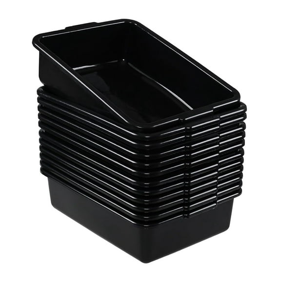 DyGTyX 12-Pack Bus Tubs, 13 L Plastic Bus Box, Black