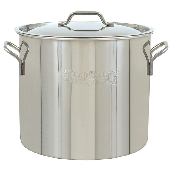 DyGTyX 1430 30-qt Stainless Stockpot Features Heavy Duty Welded Handles for Secure Handling Domed Lid Perfect For Large Batch Cooking of Soups Stews Chili and Gumbo
