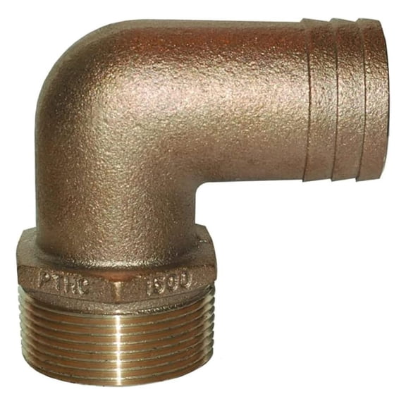 DyGTyX 2" NPT x 2" ID Bronze 90 Degree Pipe to Hose Fitting Standard Flow Elbow
