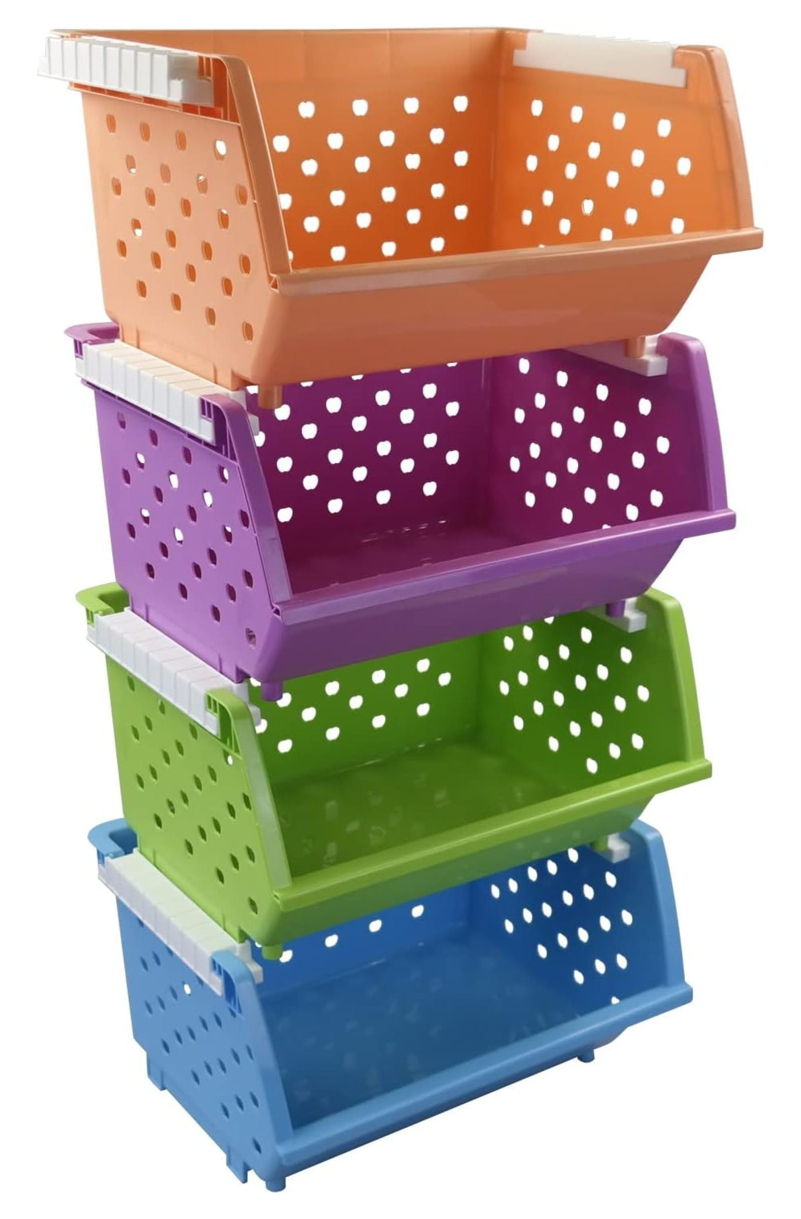 DyGTyX 4-Pack Colorful Plastic Stackable Kitchen Storage Basket ...