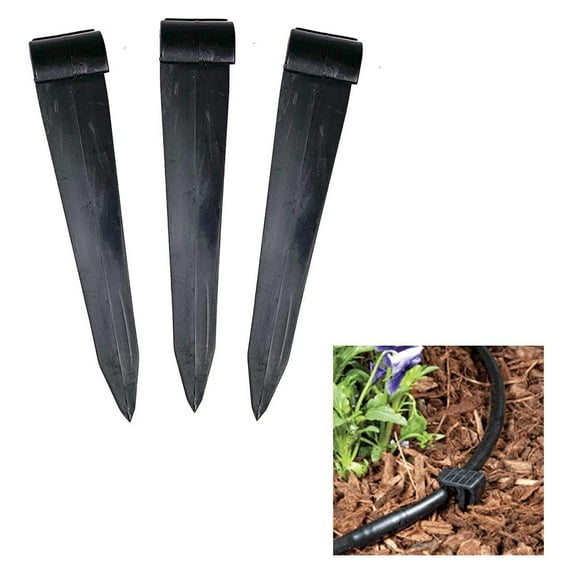 DyGTyX 50-Pack - 5.25" Drip Hold Stakes for 1/2 Drip Tubing Irrigation, Greenhouse, Garden, and Growing