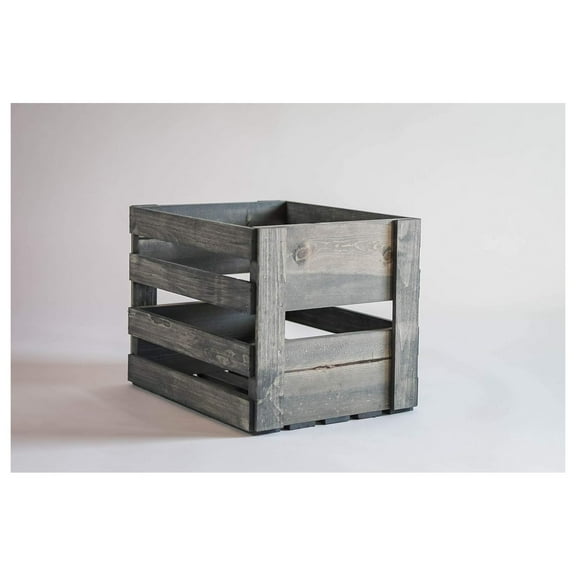 DyGTyX Antique Gray Vinyl Record Holder Wood Crate