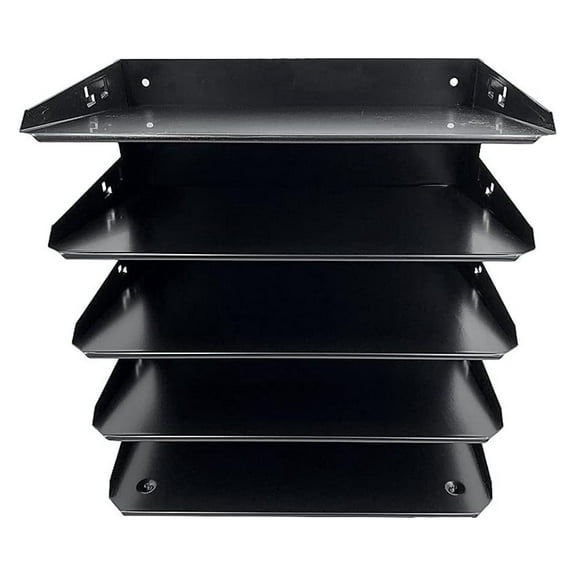 DyGTyX Desktop Horizontal 5 Slot Steel File Organizer, Black Steel