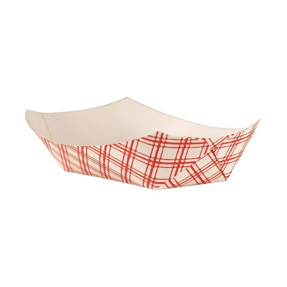 DyGTyX EFT100 Plaid Food Tray, 1 lb. Capacity, 14" Height, 9" Width, 6.5" Length, Red (Pack of 1000)