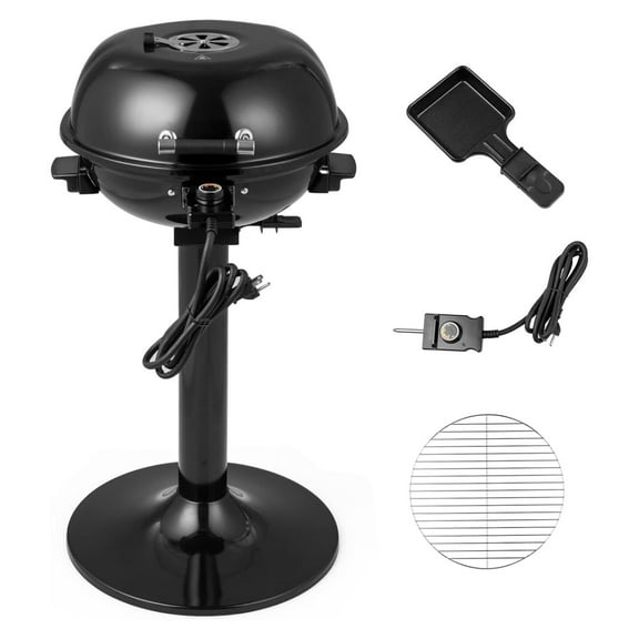 DyGTyX Electric BBQ Grill, Portable Grill with Metal Cooking Grilling Rack, Detachable Temperature Control & Removable Grease Collector, Outdoor Freestanding Grill for Camping &Tailgating (Black)