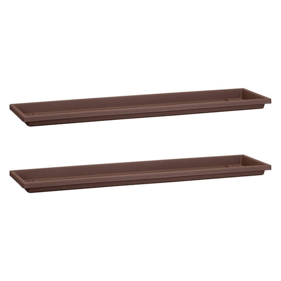 DyGTyX Farmhouse Venetian 18" Rectangular Flower Box Plant Saucer Drip Tray for 18 Inch Venetian Flower Box, Chocolate (2 Pack)