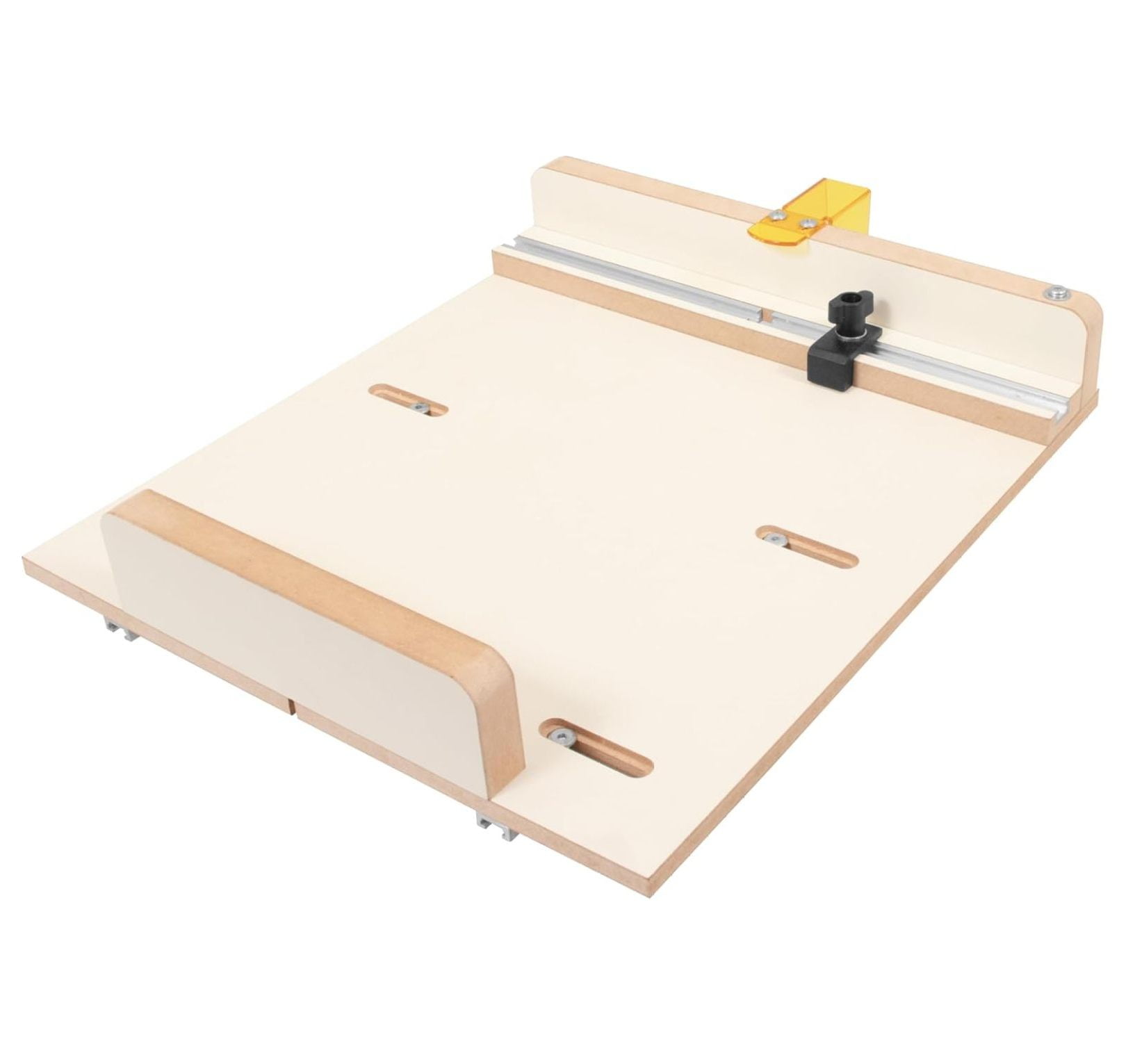 DyGTyX MDF Table Saw Complete Crosscut Sled Kit with 2 Aluminum Runner Track Bars  1 Adjustable Stop  Transparent Guard along with Full Color Crosscut Sled Booklet