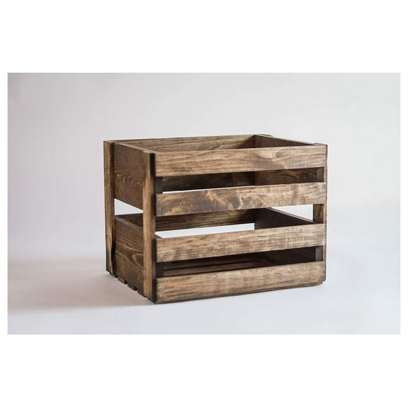 DyGTyX Medium Stained Vinyl Record Holder Wood Crate