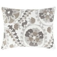 thumbnail image 1 of DyGTyX - Mills - Decorative Pillow (14x18in.) - Crewel Embroidered suzani - Light Grey, Taupe, Dark Grey, White, 1 of 4