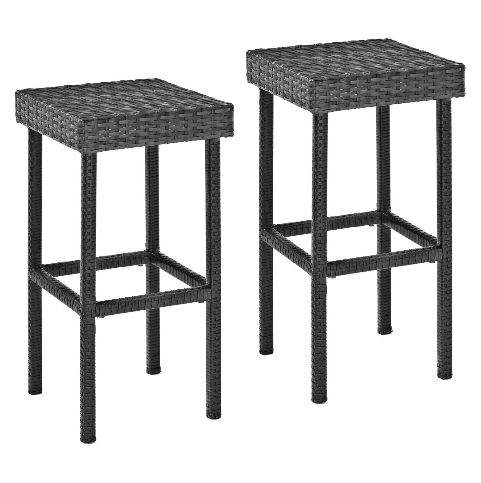 Gray Handwoven Resin Wicker Outdoor Bar Stool Set