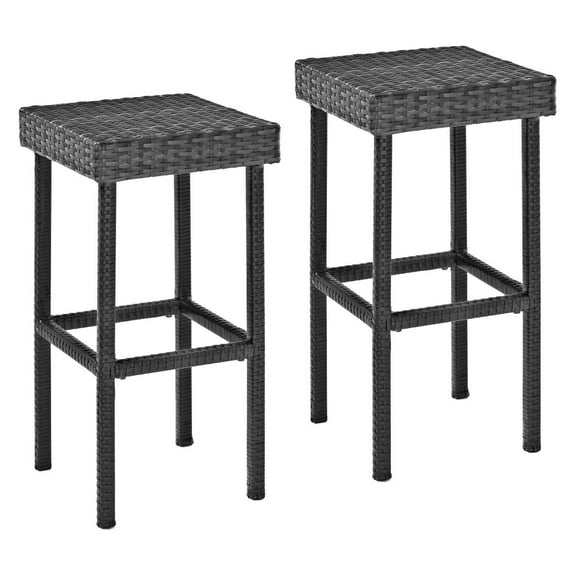 DyGTyX Palm Harbor Outdoor Wicker 29-inch Bar Height Stools - Grey (Set of 2)