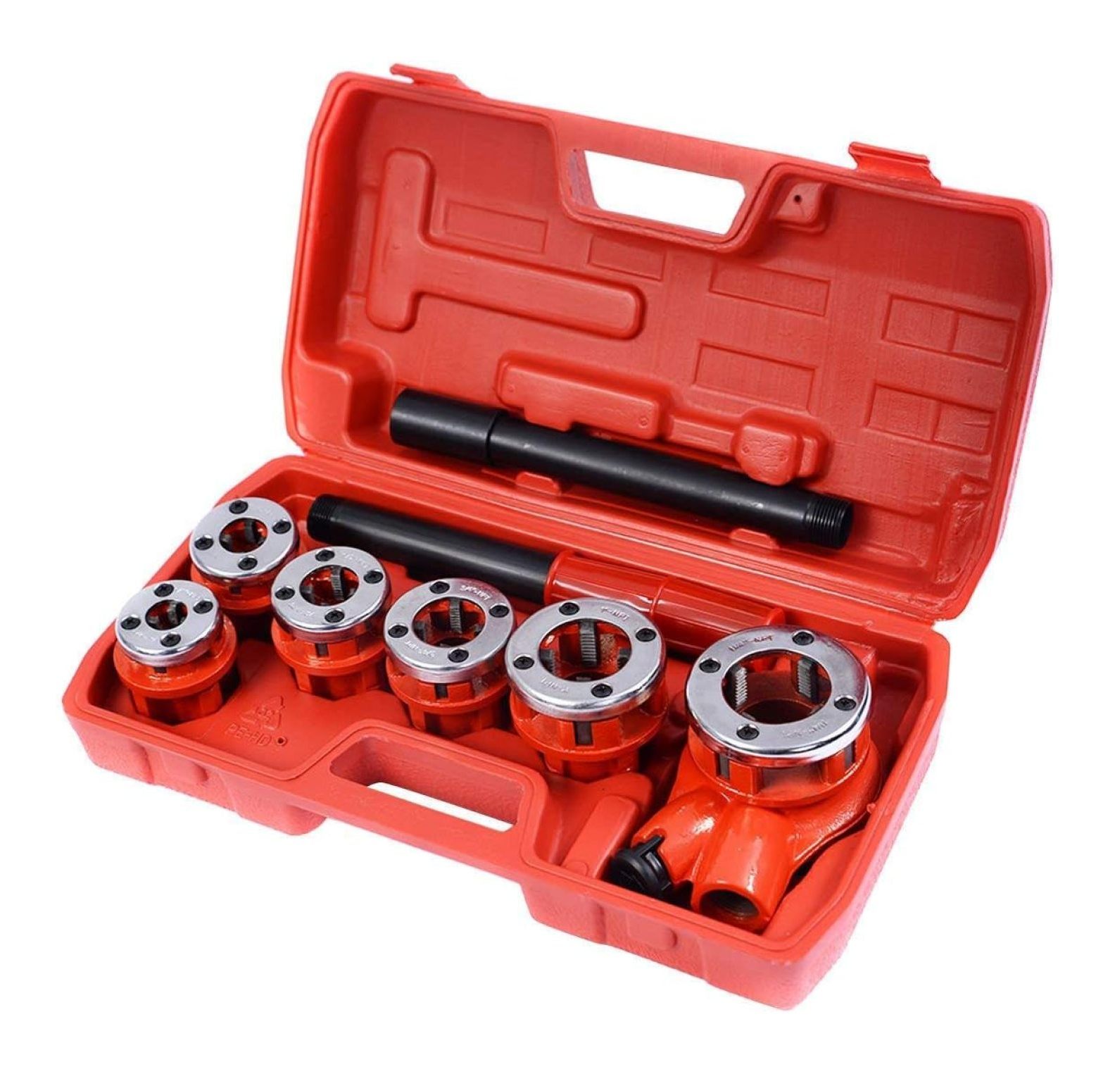 DyGTyX Ratchet Pipe Threader Kit Set Portable W/6 Dies and Case Gas Manual Ratcheting Pipe Threading Tool Set