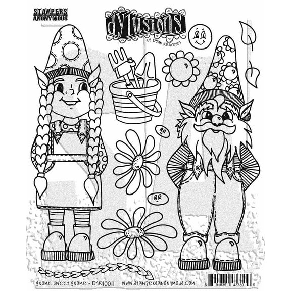 Dyan Reaveley's Dylusions Cling Stamp Collections 8.5"X7"-Gnome Sweet Gnome