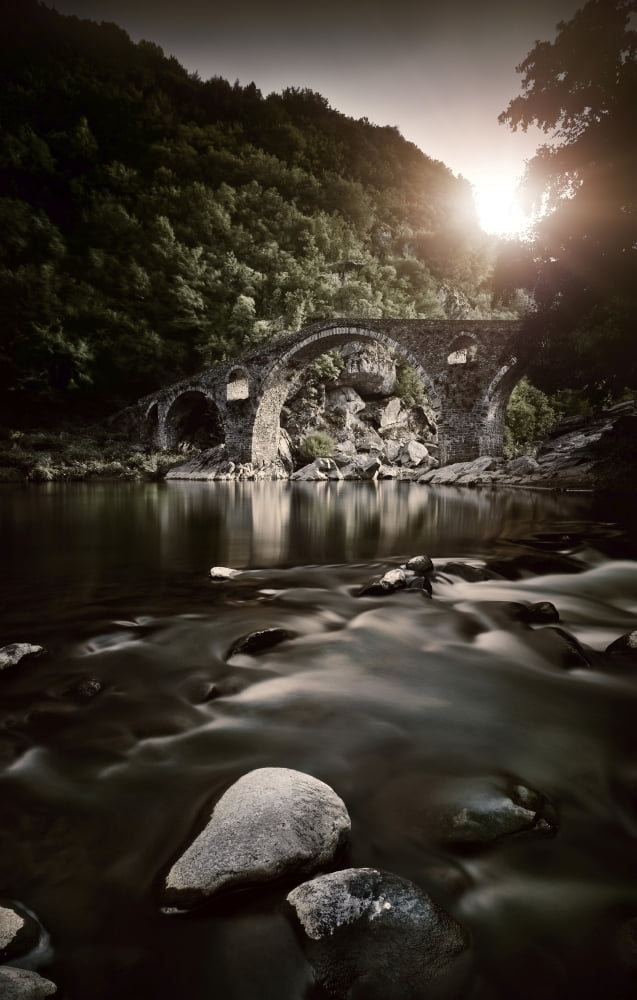 Dyavolski most arch bridge in the Rhodope Mountains Ardino Bulgaria Canvas Art - Evgeny KuklevStocktrek Images (12 x 18)