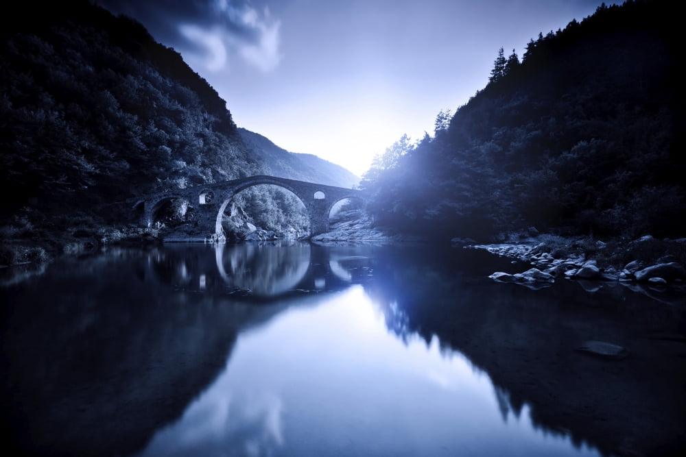 Dyavolski most arch bridge in the Rhodope Mountains Ardino Bulgaria Canvas Art - Evgeny KuklevStocktrek Images (18 x 12)