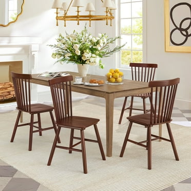 Dycanpo 18'' Tall Dining Chairs Set of 4, Kitchen/Living Room Natural Wooden Chairs with Mid Century