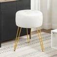 thumbnail image 1 of Dycanpo 19” Faux Leather Vanity Stool Modern Chair with Metal Leg, for Makeup Room, White, 1 of 7