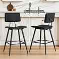 thumbnail image 1 of Dycanpo 24.5" Counter Height Bar Stools Set of 2, Faux Leather Upholstered Barstools, Black, 1 of 11