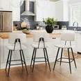 thumbnail image 1 of Dycanpo 24.5" Counter Height Bar Stools Set of 3, Faux Leather Upholstered Barstools, White, 1 of 8