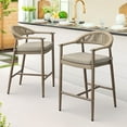 thumbnail image 1 of Dycanpo 24.8''H Outdoor Bar Stool Set of 2 with Removable Cushion, Boho Rattan for Patio,Pool, Brown, 1 of 11