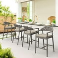 thumbnail image 1 of Dycanpo 24.8''H Outdoor Bar Stool Set of 4 with Removable Cushion, Boho Rattan for Patio,Pool, Gray, 1 of 11