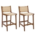 thumbnail image 1 of Dycanpo 24” Bar Stools Set of 2, Faux Leather Woven for Home Kitchen, Beige, 1 of 7