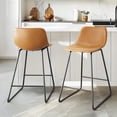 thumbnail image 1 of Dycanpo 24" Bar Stools Set of 2 with Back, Faux Leather for Home Kitchen Island, Whisky Brown, 1 of 10