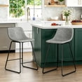 thumbnail image 1 of Dycanpo 24" Counter Height Bar Stools Set of 2 with Back, Faux Leather for Home Kitchen Island, Gray, 1 of 10