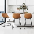 thumbnail image 1 of Dycanpo 24'' Counter Stools Set of 3 with Back Faux Leather for Home Kitchen Island, Brown, 1 of 10