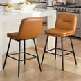 thumbnail image 1 of Dycanpo 24”H Bar Stools Set of 2, Double-Layer Upholstered, for Home Kitchen, Whiskey Brown, 1 of 7