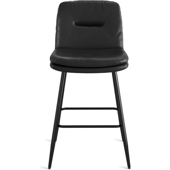 Dycanpo 24”H Bar Stools Set of 6, Double-Layer Upholstered, for Home Kitchen, Black