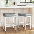 thumbnail image 1 of Dycanpo 24” Saddle Bar Stools Set of 2 with Modern Metal Legs, for Home Kitchen, Light Gray, 1 of 8
