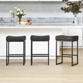 thumbnail image 1 of Dycanpo 24" Saddle Counter Height Bar Stools Set of 3, Modern Faux Leather, for Home Kitchen, Black, 1 of 7