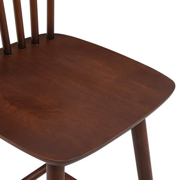 Dycanpo 24'' Wooden Windsor Counter Height Chairs Set of 2, Farmhouse Kitchen Stools with Back,Walnut