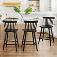 thumbnail image 1 of Dycanpo 24'' Windsor Wooden Counter Height Chairs Set of 3, Upgraded Farmhouse Bar Stools with Spinddle Back for Kitchen,Black, 1 of 7