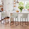 thumbnail image 1 of Dycanpo 26" Counter Height Bar Stools Set of 3, Faux Leather 2.5" Cushion, Beige Gray, 1 of 8