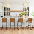 thumbnail image 1 of Dycanpo 26”Bar Stools, 2.5'' Thick Padding, Faux Leather Upholstered Bar Stools Set of 4 for Kitchen Counter Island，Whiskey Brown, 1 of 7