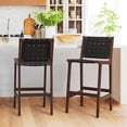 thumbnail image 1 of Dycanpo 26” Bar Stools Set of 2, Faux Leather Woven for Home Kitchen, Black, 1 of 8
