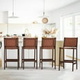 thumbnail image 1 of Dycanpo 26” Bar Stools Set of 4, Faux Leather Woven for Home Kitchen, Dark Brown, 1 of 7