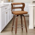 thumbnail image 1 of Dycanpo 26" Counter Height Bar Stool, Swivel Hollow Back Stool for Kitchen Island, Walnut Brown, 1 of 6