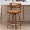 thumbnail image 1 of Dycanpo 26" Counter Height Bar Stool, Swivel Hollow Back Stool for Kitchen Island, Walnut Brown, 1 of 8