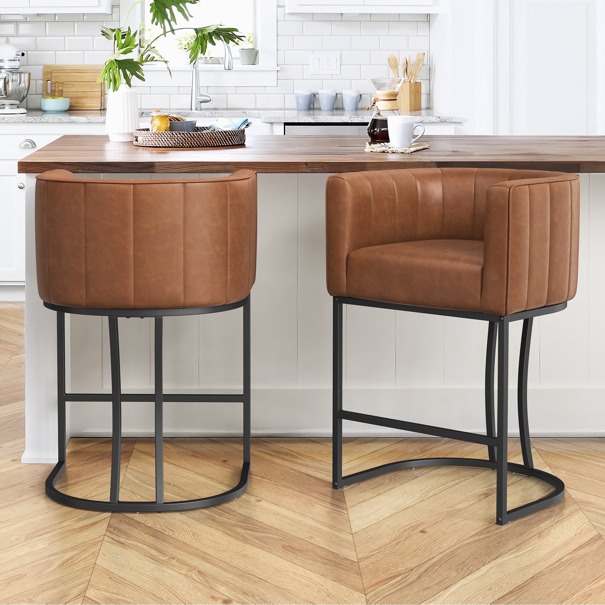 Dycanpo 26'' Counter Height Bar Stools Set of 2 with Backrest and Arms ...