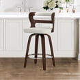 thumbnail image 1 of Dycanpo 26" Swivel Hollow Back Counter Bar Stools, PU Leather Kitchen Island Chairs, Light Beige Gray, 1 of 10